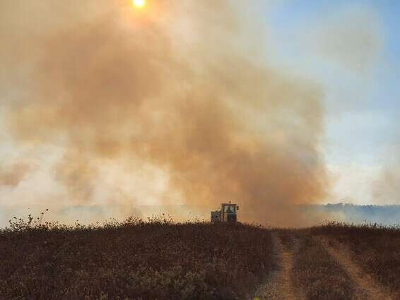 שריפה בעוטף עזה, היום // צילום: חדשות בטחון שדה בטלגרם